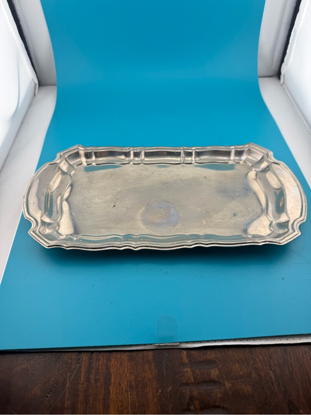 Vintage Silverplate Scalloped Serving Vanity Tray 9.5”